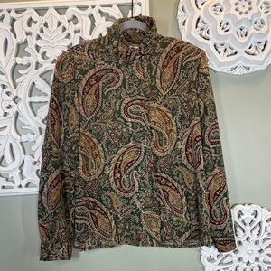 Vintage Alexandria Paisley Blouse Green Gold